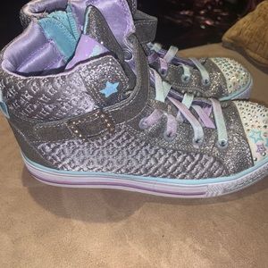 Girls Skechers rainbow light up sneakers